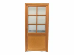 GD Menuiseries Puerta de servicio de madera 'Naxos' Modelo 215X90 Empuje a la derecha (Dimensiones de la mesa) sin manilla Marru00f3n Best