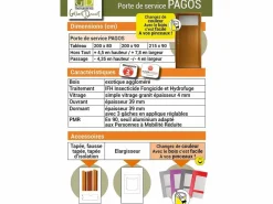 GD Menuiseries Puerta de Servicio de Madera 'Pagos' Modelo 200X80 Empuje a la Derecha (Dimensiones de la Mesa) sin manilla Color natural claro Discount