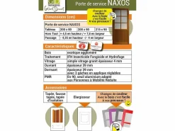 GD Menuiseries Puerta de Servicio de Madera 'Naxos' Modelo 215X90 Empuje Izquierdo (Dimensiones de la Mesa) sin manilla Marru00f3n Best