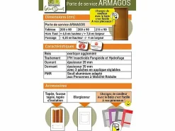 Puerta de servicio de madera Armagos 200X80 Empuje a la derecha (Dimensiones de la mesa) sin manilla^GD Menuiseries Discount