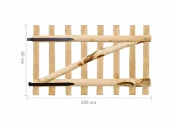 Puerta de valla simple de madera de avellano 100x60 cm Beige Best