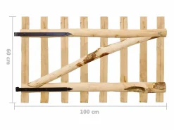 Puerta de valla simple de madera de avellano 100x60 cm Beige Best