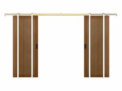 Vente-unique Puerta Corredera|Puerta doble corredera empotrable MDF madera natural oscuro - 2 x Alt. 205 x L83 cm - SANDORA