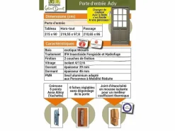 Puerta Entrada Madera Modelo Ady 215X90 Empuje Izquierdo Cote Tableau sin manilla^GD Menuiseries Online