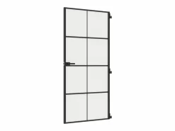 Puerta interior delgada negra vidrio y aluminio 93x201,5 cm ES223302^ Best