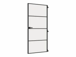 Puerta interior delgada negra vidrio y aluminio 93x201,5 cm ES622146 Negro Clearance