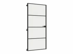 Puerta interior delgada negra vidrio y aluminio 93x201,5 cm ES622146 Negro Clearance