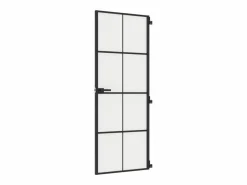 Puerta interior delgada negra vidrio y aluminio 76x201,5 cm ES646277 Negro New