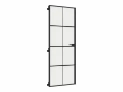 Puerta interior delgada negra vidrio y aluminio 76x201,5 cm ES646277 Negro New