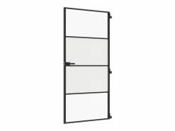 Puerta interior delgada negra vidrio y aluminio 93x201,5 cm ES125919 Negro Discount
