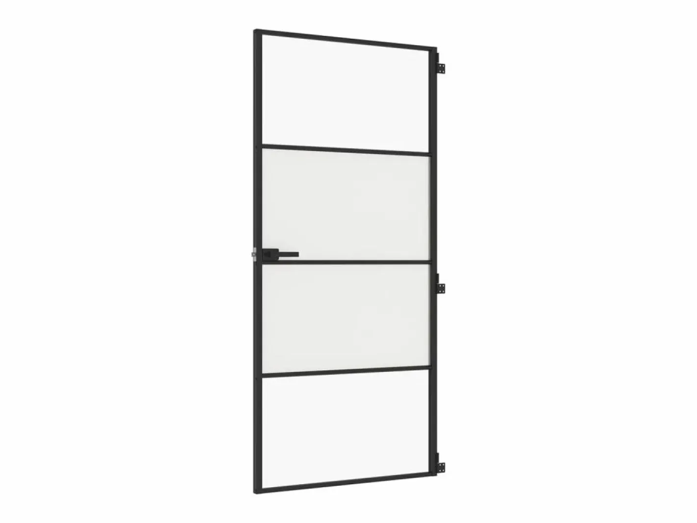 Puerta interior delgada negra vidrio y aluminio 93x201,5 cm ES125919 Negro Discount