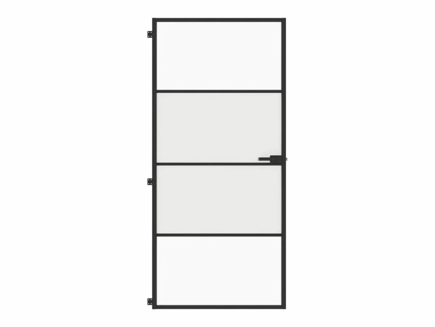 Puerta interior delgada negra vidrio y aluminio 93x201,5 cm ES125919 Negro Discount