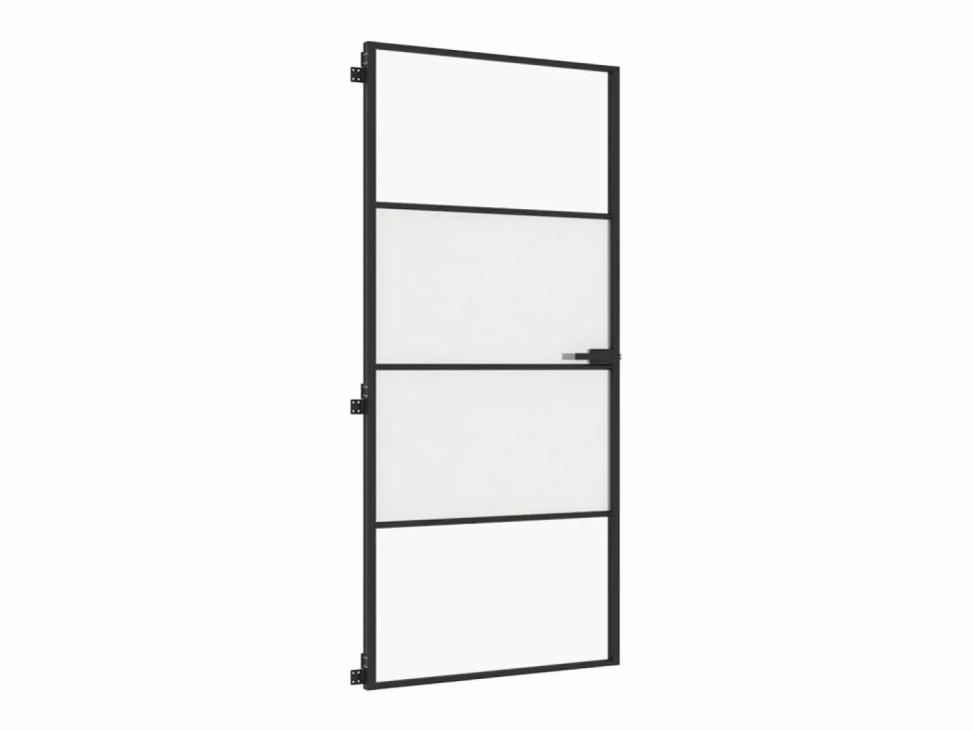 Puerta interior delgada negra vidrio y aluminio 93x201,5 cm ES125919 Negro Discount
