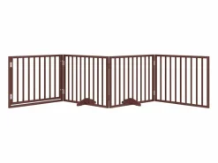 Clicnbuy Seguridad Para Mascotas|Puerta para perros con puerta plegable de 4 paneles marrón 320 cm madera de álamo