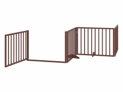 Clicnbuy Seguridad Para Mascotas|Puerta para perros con puerta plegable de 4 paneles marrón 320 cm madera de álamo
