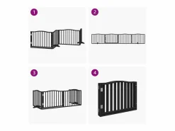 Clicnbuy Puerta para perros con puerta plegable de 4 paneles, color , 320 cm, madera de álamo Negro Clearance