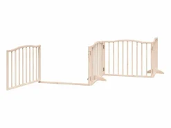 Clicnbuy Puerta para perros plegable 12 paneles madera de álamo 960 cm Marru00f3n Best