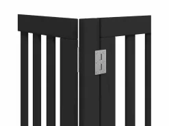 Clicnbuy Puerta para perros plegable 9 paneles madera álamo negra 450 cm Negro Sale