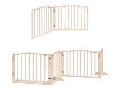 Clicnbuy Puerta para perros plegable 10 paneles madera de álamo 800 cm Marru00f3n New