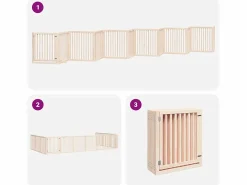 Clicnbuy Seguridad Para Mascotas|Puerta para perros plegable 12 paneles madera de álamo 960 cm