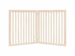 Clicnbuy Seguridad Para Mascotas|Puerta para perros plegable 2 paneles madera de álamo 160 cm