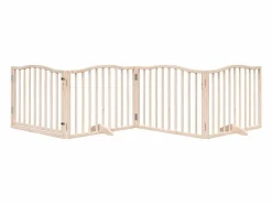 Clicnbuy Puerta para perros plegable 4 paneles madera de álamo 320 cm Marru00f3n Sale