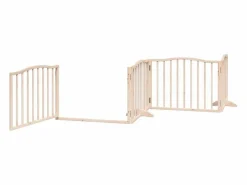 Clicnbuy Puerta para perros plegable 4 paneles madera de álamo 320 cm Marru00f3n Sale