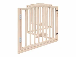 Clicnbuy Puerta para perros plegable 4 paneles madera de álamo 320 cm Marru00f3n Sale