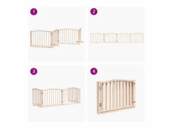 Clicnbuy Puerta para perros plegable 4 paneles madera de álamo 320 cm Marru00f3n Sale