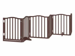 Clicnbuy Puerta para perros plegable 6 paneles álamo marrón roble 300 cm Marru00f3n Discount