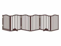 Clicnbuy Puerta para perros plegable 6 paneles álamo marrón roble 300 cm Marru00f3n Discount