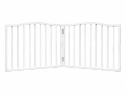 Puerta para perros plegable 2 paneles madera álamo blanca 160cm^Clicnbuy New