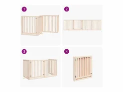 Clicnbuy Puerta para perros plegable 4 paneles madera de álamo 320 cm Marru00f3n Clearance