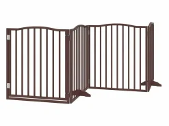 Clicnbuy Seguridad Para Mascotas|Puerta para perros plegable 4 paneles álamo marrón roble 320 cm