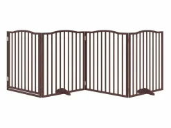 Clicnbuy Seguridad Para Mascotas|Puerta para perros plegable 4 paneles álamo marrón roble 320 cm