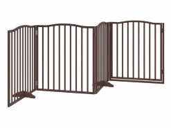 Clicnbuy Seguridad Para Mascotas|Puerta para perros plegable 4 paneles álamo marrón roble 320 cm