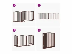 Clicnbuy Seguridad Para Mascotas|Puerta para perros plegable 4 paneles álamo marrón roble 320 cm