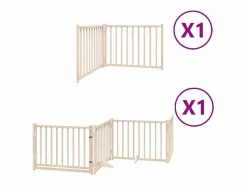 Clicnbuy Seguridad Para Mascotas|Puerta para perros plegable 6 paneles madera de álamo 480 cm