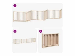 Clicnbuy Seguridad Para Mascotas|Puerta para perros plegable 6 paneles madera de álamo 480 cm