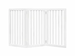 Clicnbuy Seguridad Para Mascotas|Puerta para perros plegable 3 paneles madera álamo blanca 150cm