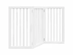 Clicnbuy Seguridad Para Mascotas|Puerta para perros plegable 3 paneles madera álamo blanca 150cm