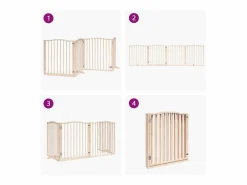 Puerta para perros plegable 4 paneles madera de álamo 320 cm^Clicnbuy Outlet