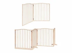 Clicnbuy Seguridad Para Mascotas|Puerta para perros plegable 8 paneles madera de álamo 640 cm