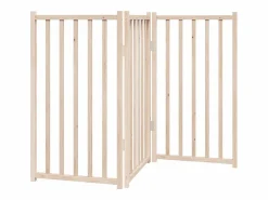 Clicnbuy Puerta para perros plegable de 3 paneles, 150 cm, madera maciza de abeto Marru00f3n Hot