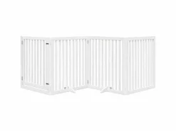 Puerta para perros plegable 4 paneles madera álamo blanca 320cm^Clicnbuy Discount