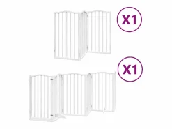 Puerta para perros plegable 9 paneles madera álamo blanca 450cm^Clicnbuy Clearance
