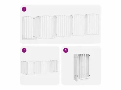 Puerta para perros plegable 9 paneles madera álamo blanca 450cm^Clicnbuy Clearance