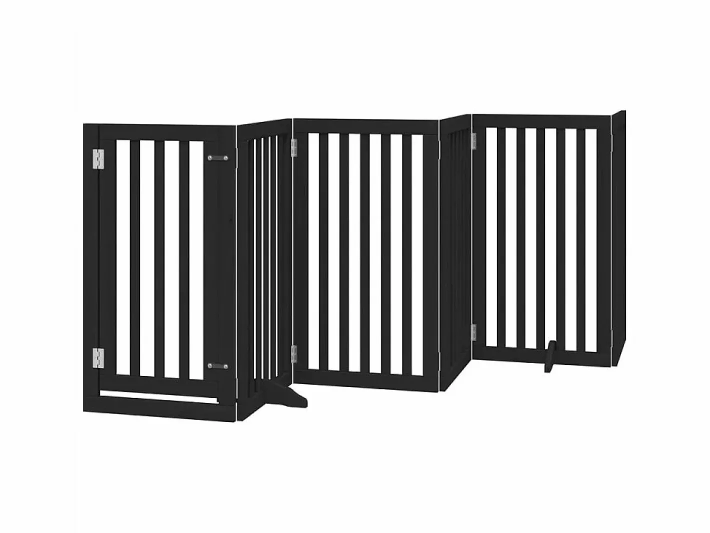Clicnbuy Puerta para perros plegable 6 paneles madera álamo negra 300 cm Negro Discount