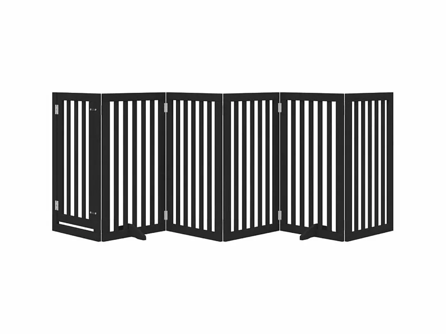 Clicnbuy Puerta para perros plegable 6 paneles madera álamo negra 300 cm Negro Discount