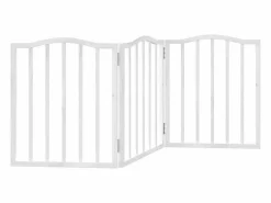 Clicnbuy Seguridad Para Mascotas|Puerta para perros plegable 3 paneles madera álamo blanca 150cm